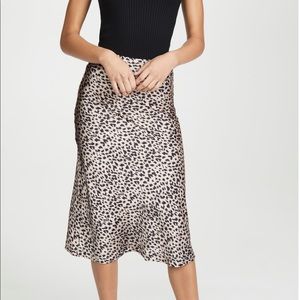 NWT Lioness Leopard Silk Midi Skirt